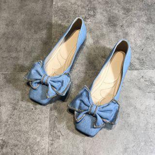 Ribbon Denim Flats
