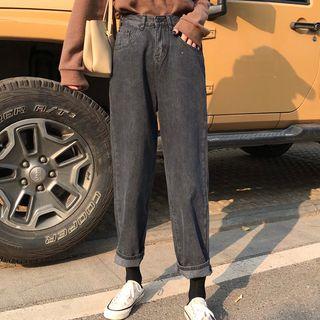 Straight-cut Jeans / Striped Long-sleeve T-shirt