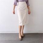 Buttoned Wrap-front Midi Skirt