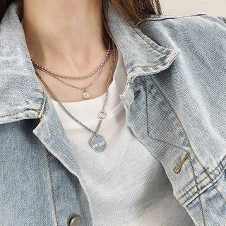 Set Of 3: Alloy Necklace / Pendant Necklace (assorted Designs) Set Of 3 - One Size
