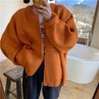 Knit Zip Jacket Orange - One Size
