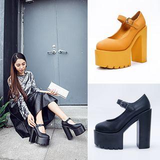 Chunky Heel Platform Mary Jane Pumps