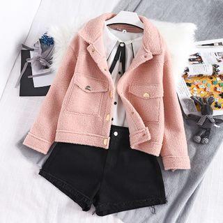 Cropped Fleece Jacket White - One Size
