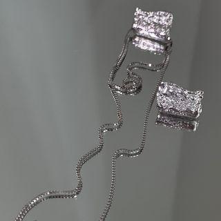 Asymmetrical Chain Stud Earring 1 Pair - Asymmetric - Silver - One Size