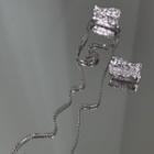 Asymmetrical Chain Stud Earring 1 Pair - Asymmetric - Silver - One Size