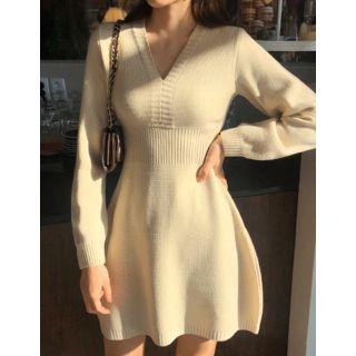 Dali Hotel V-neck Flared Knit Dress