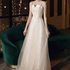 Spaghetti-strap Mesh A-line Evening Gown (various Designs)