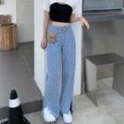 Patterned High-waist Wide-leg Jeans
