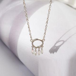 925 Sterling Silver Rhinestone Net Necklace 925 Silver - Silver - One Size