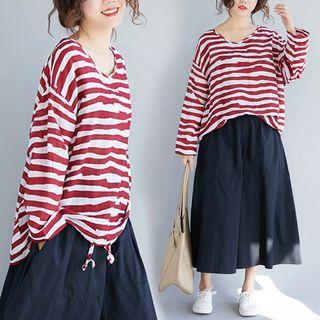 Striped V-neck T Shirt