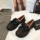 Block Heel Fleece-lined Bow Loafers