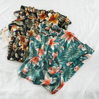 Floral Print Halter Midi Dress