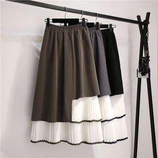 Asymmetric Accordion Pleated A-line Midi Skirt