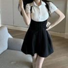 Short-sleeve Polo Shirt / Shirred Overall Dress