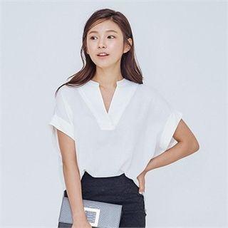 Open-placket Dolman-sleeve Blouse