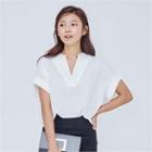 Open-placket Dolman-sleeve Blouse