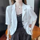 Short-sleeve Plain Drawstring Blazer