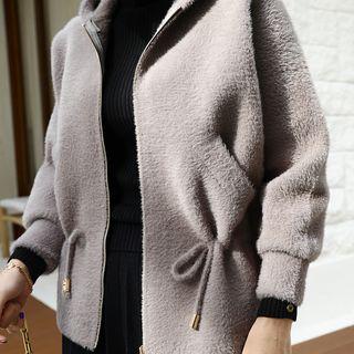 Drawstring-waist Knit Hoodie