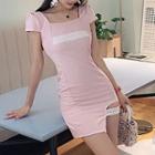 Square Neck Short-sleeve Bodycon Dress