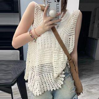 Perforated Knit Tank Top / Plain Tank Top