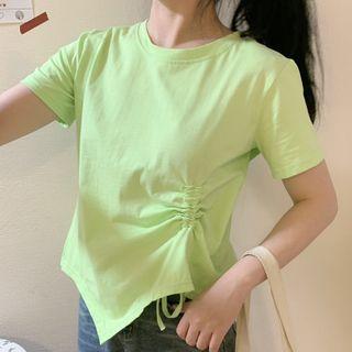 Short-sleeve Irregular Drawcord T-shirt