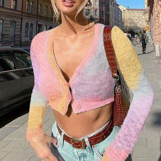 Colorblock Crop Cardigan