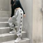 Butterfly Print Harem Sweatpants Gray - One Size