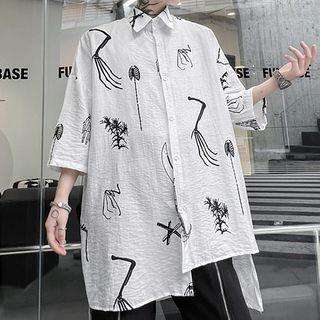 Short Sleeve Printed Dip Back Shirt