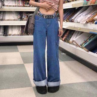 Plain Straight Leg Denim Pants