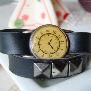Vintage Leather Fake Watch Bracelet
