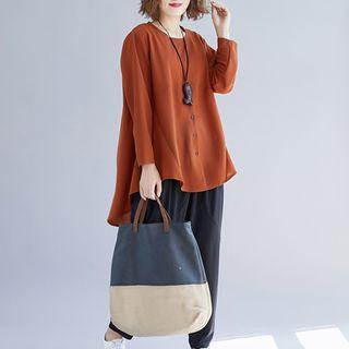 Long-sleeve Dip Back Top Black - One Size