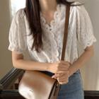 Short-sleeve Lace Shirt White - One Size