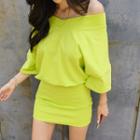 Off-shoulder Dolman-sleeve Dress