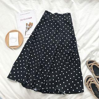 Polka Dot High-waist Midi Skirt