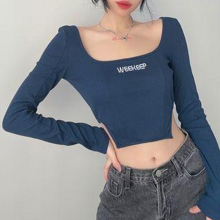 Long Sleeve Lettering Panel Top