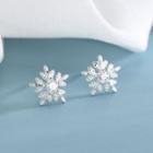 925 Sterling Silver Rhinestone Snowflake Earring 1 Pair - Es330 - One Size
