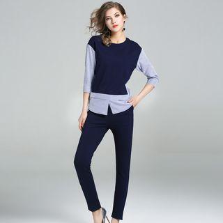 Set : Panel Long-sleeve T-shirt + Pants