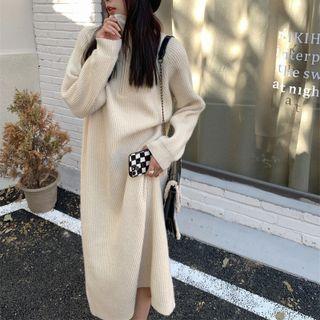 Zip High-neck Knit Dress