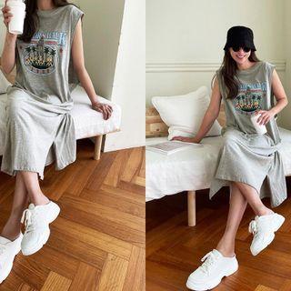 Graphic Print Long Tank Dress