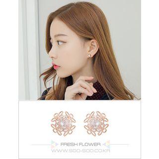 Rhinestone Floral Stud Earrings