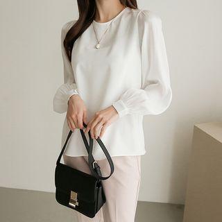 Sheer Balloon-sleeve Chiffon Top