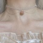 Pom Pom Layered Choker 0290a - Gray - One Size