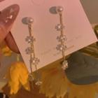 Flower Drop Earring 1 Pair - White & Gold - One Size