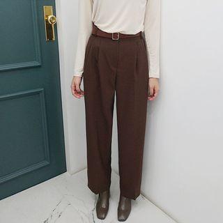 Pleated-front Dress Pants With Belt