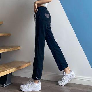 Heart Patch Straight Leg Pants