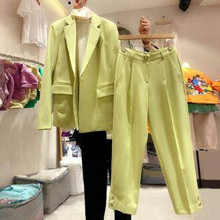 Set: Single-breasted Blazer + Harem Dress Pants
