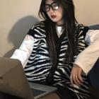 Zebra Vest / Plain Long-sleeve T-shirt / A-line Skirt
