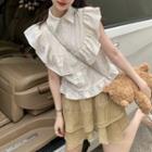 Cap-sleeve Ruffled Blouse / Pleated A-line Skirt