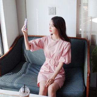 Puff-sleeve Dress With Belt
