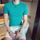 Plain Round-neck Silm-fit Short Sleeve T-shirt